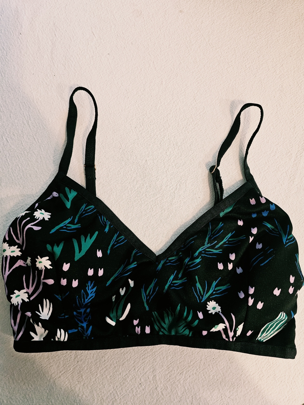 Thief & Bandit Black Desert Floral Swim Bralette Top - Size S Whimsigoth Indie